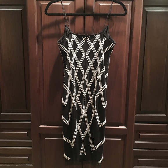 Adrianna Papell Black Spaghetti Strap Beaded Dress - Picture 4 of 8